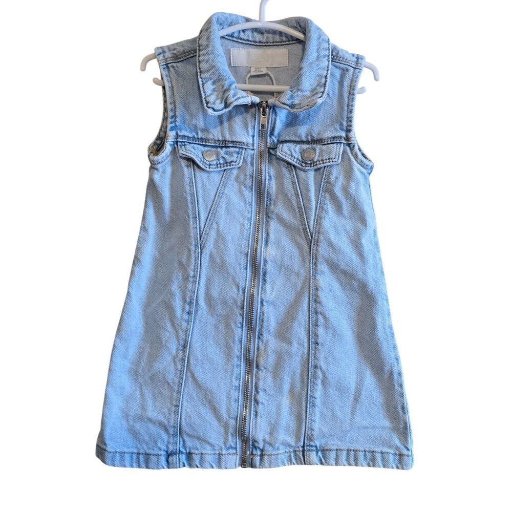Zara Kids Light Blue Denim Vest Dress Toddler 2T Zipper Closure